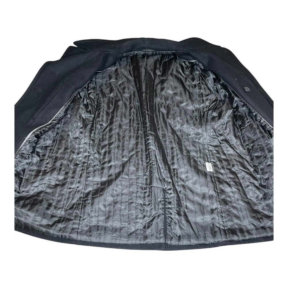 Calvin Klein Mens Black Wool Blend Double Breasted Pea Coat Jacket Size L - Picture 3 of 9